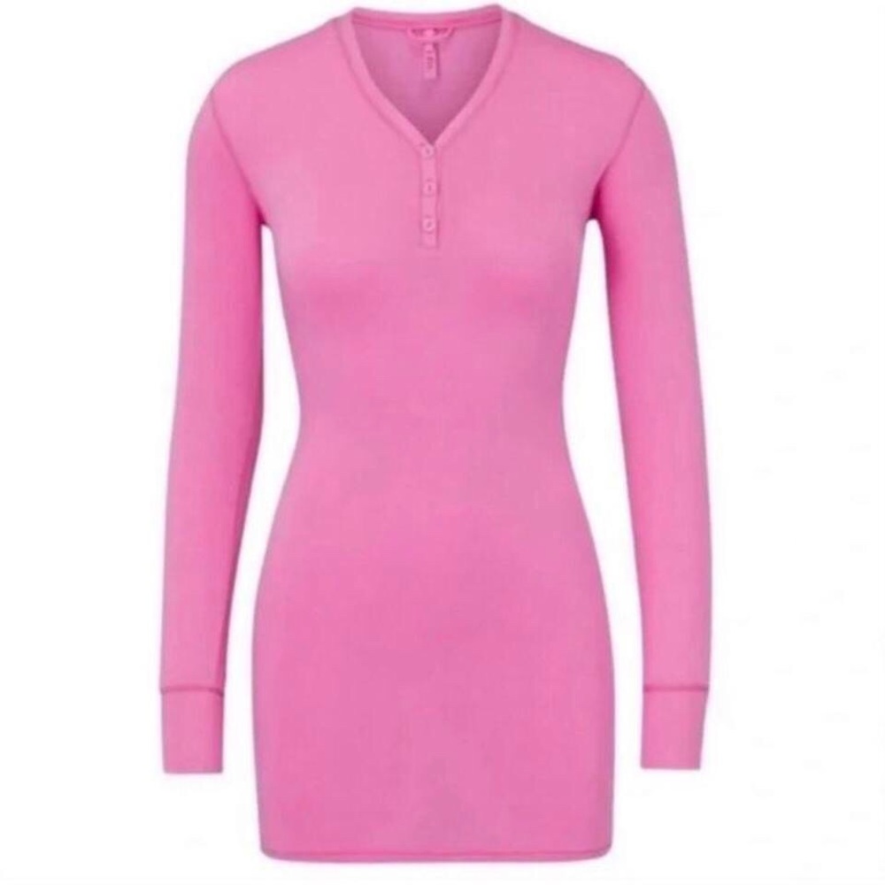 Skims bubblegum pink Henley sleep dress